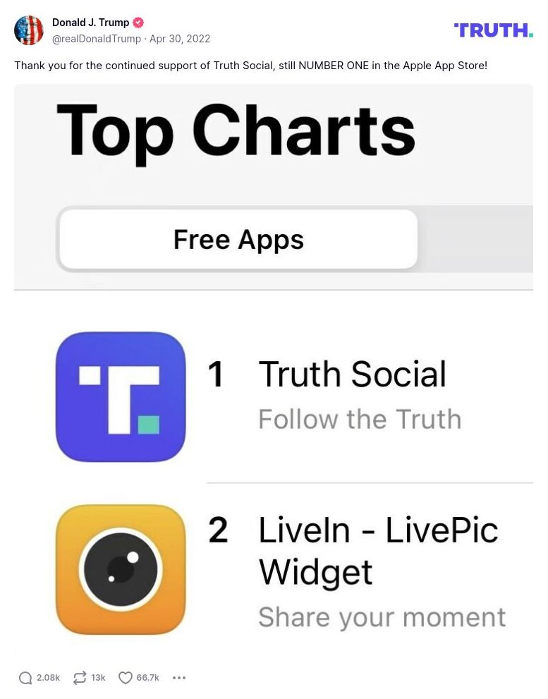 Post image from Donald Trump