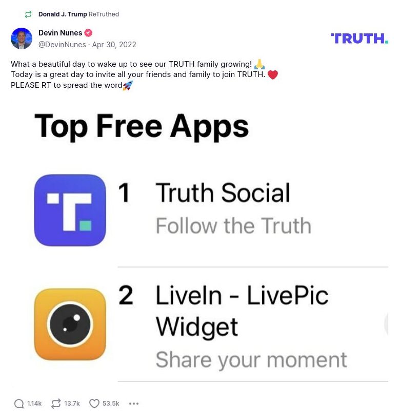 Post image from Donald Trump