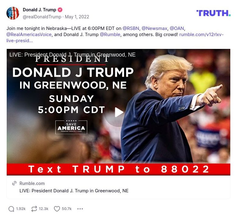 Post image from Donald Trump