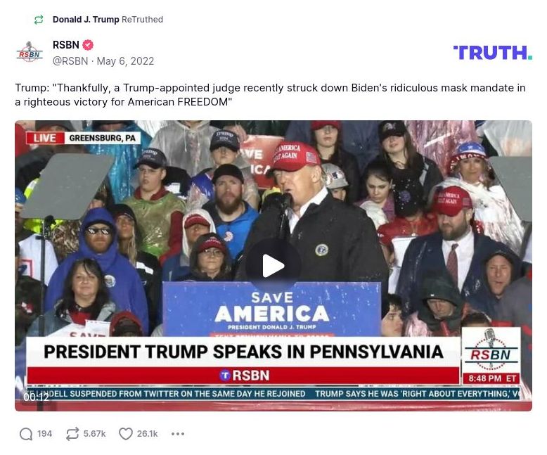 Post image from Donald Trump