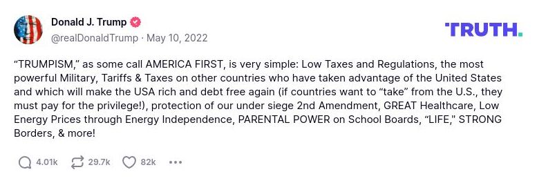 Post image from Donald Trump