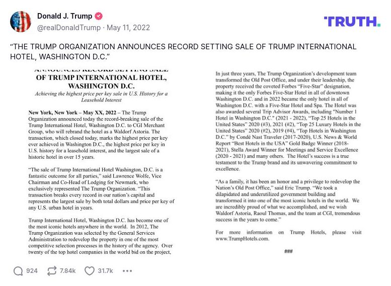 Post image from Donald Trump