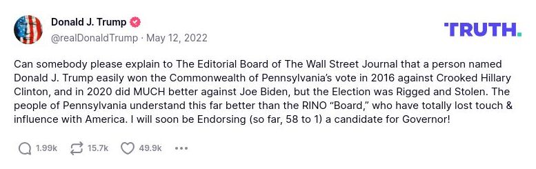 Post image from Donald Trump