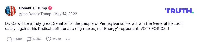 Post image from Donald Trump