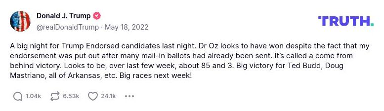 Post image from Donald Trump