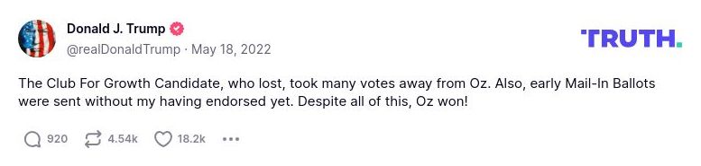 Post image from Donald Trump