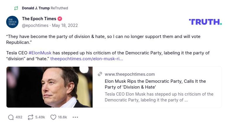 Post preview from Donald Trump