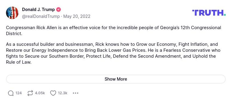 Post preview from Donald Trump