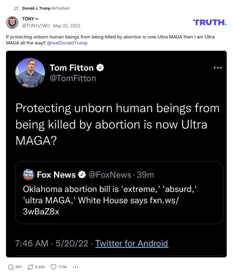 Post image from Donald Trump