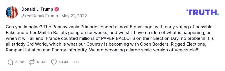 Post preview from Donald Trump