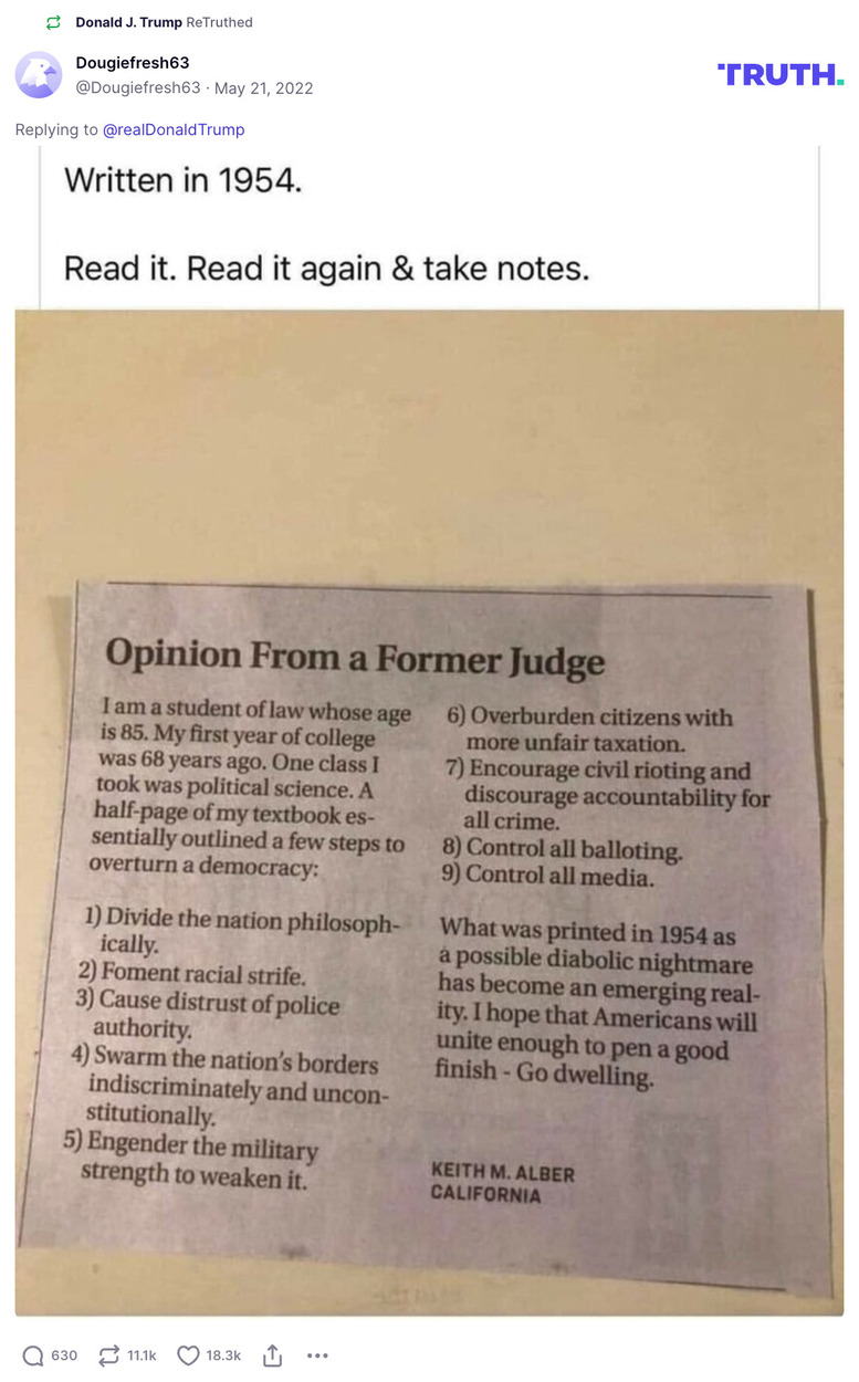 Post image from Donald Trump