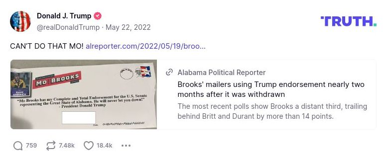 Post image from Donald Trump