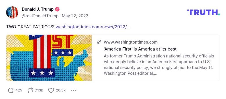 Post image from Donald Trump