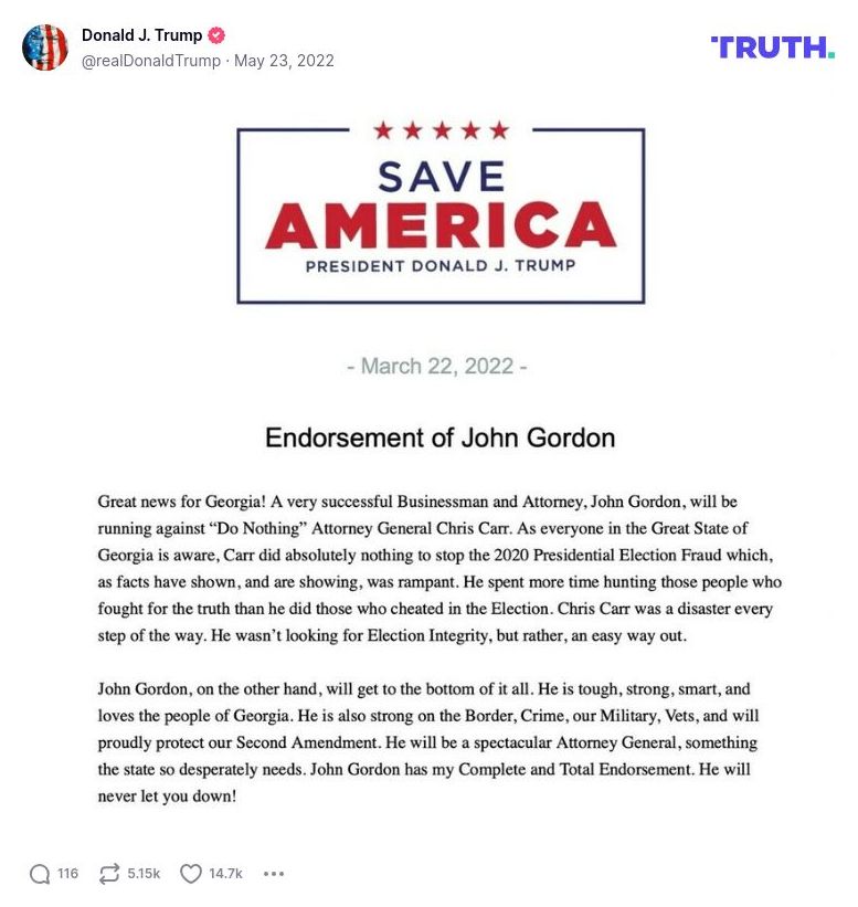 Post image from Donald Trump