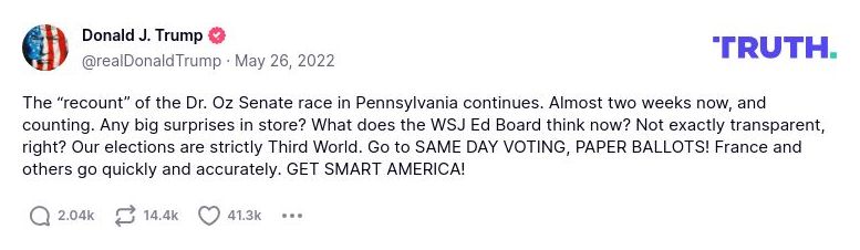 Post image from Donald Trump