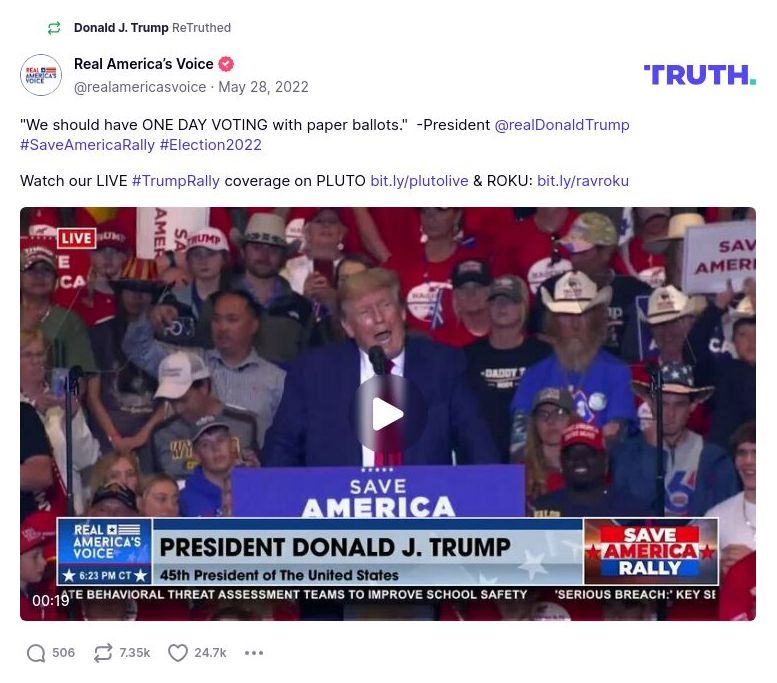 Post image from Donald Trump