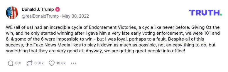 Post image from Donald Trump