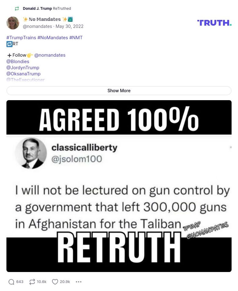 Post image from Donald Trump