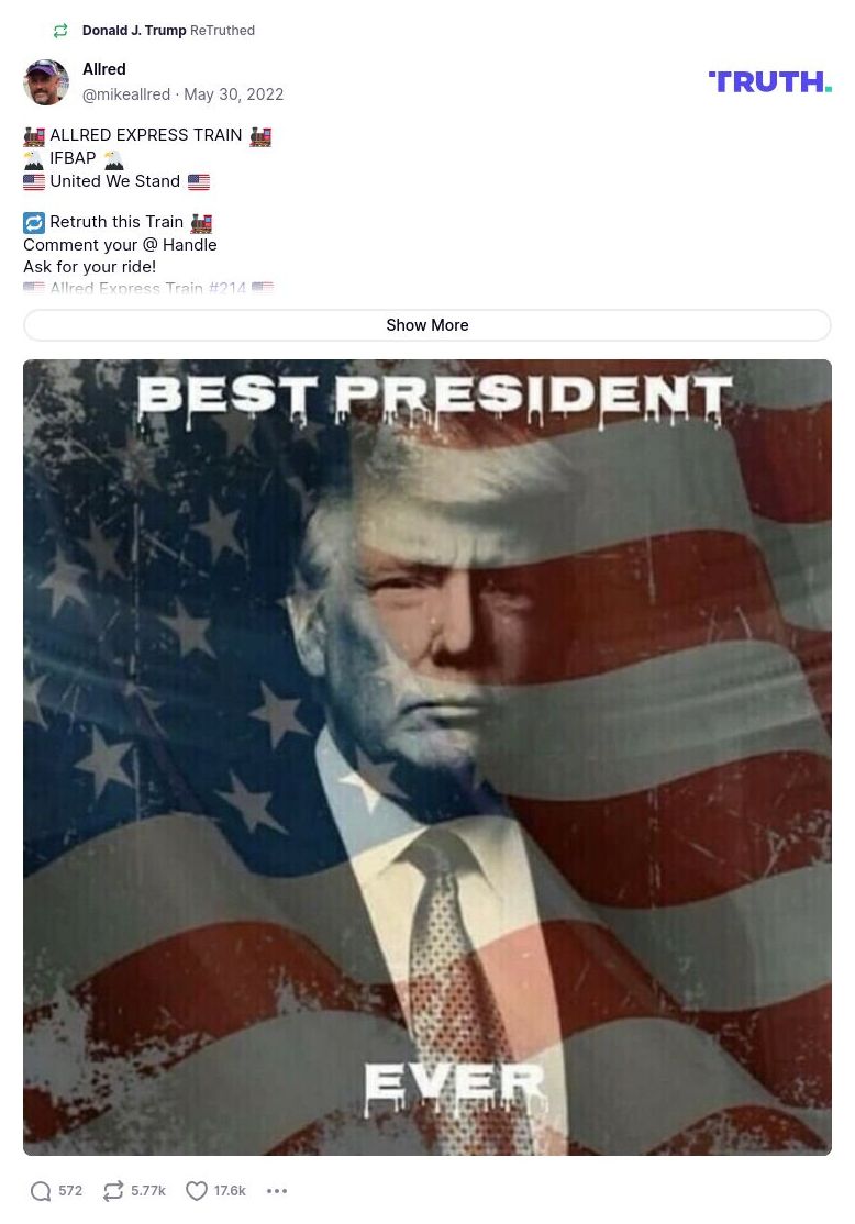 Post image from Donald Trump