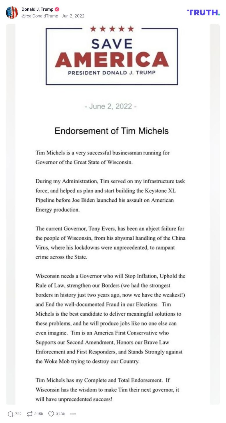 Post image from Donald Trump