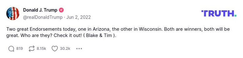 Post image from Donald Trump