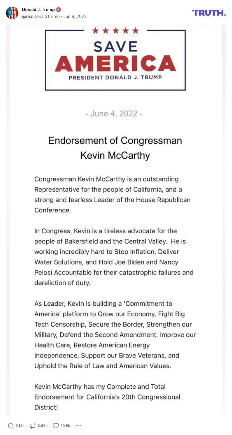 Post image from Donald Trump