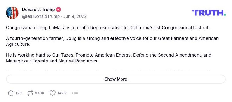 Post image from Donald Trump