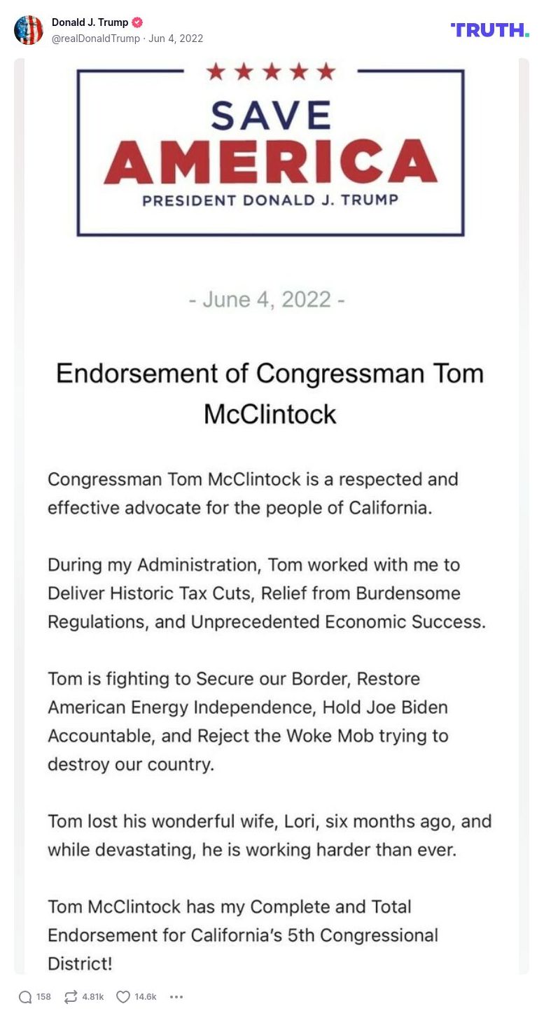 Post image from Donald Trump