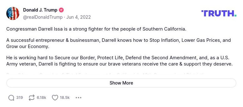 Post preview from Donald Trump