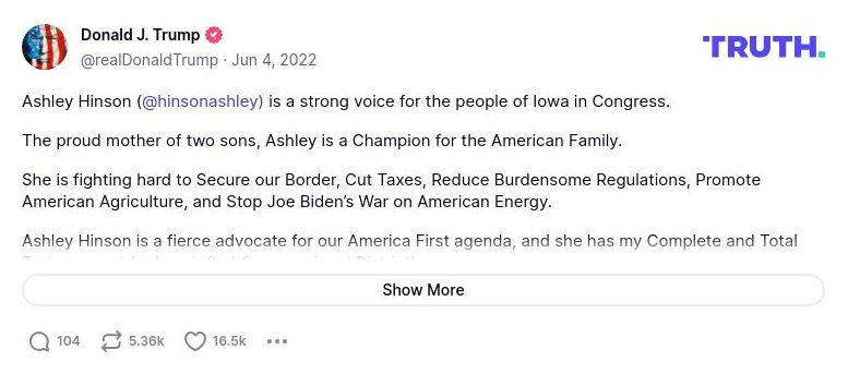 Post image from Donald Trump