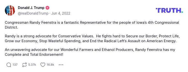 Post image from Donald Trump