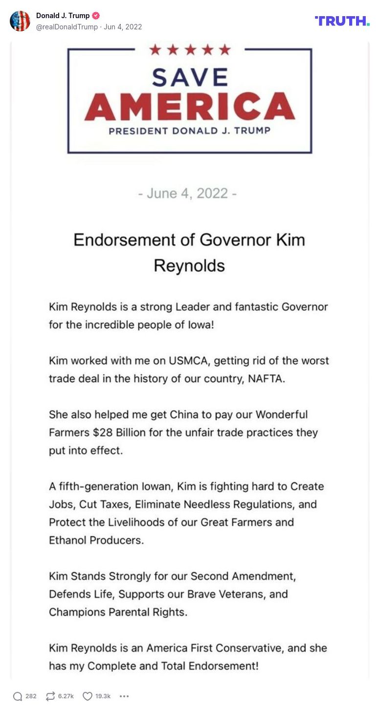 Post image from Donald Trump