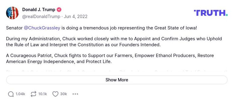 Post image from Donald Trump