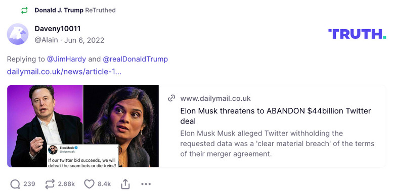 Post preview from Donald Trump