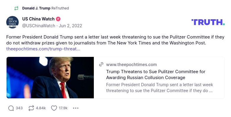 Post image from Donald Trump