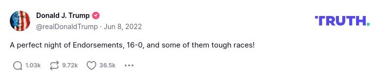 Post image from Donald Trump