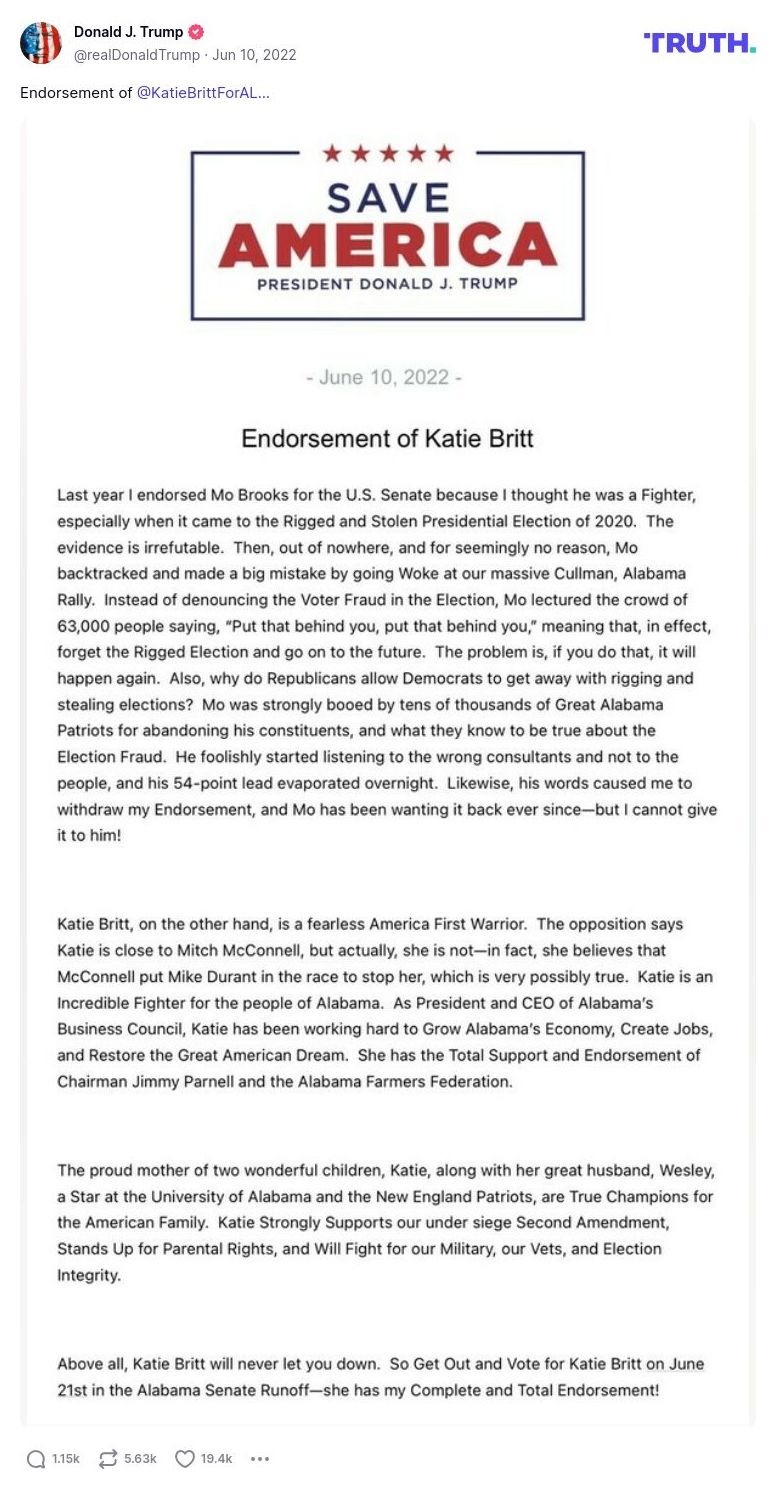 Post image from Donald Trump