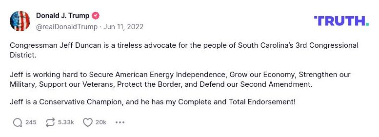 Post image from Donald Trump