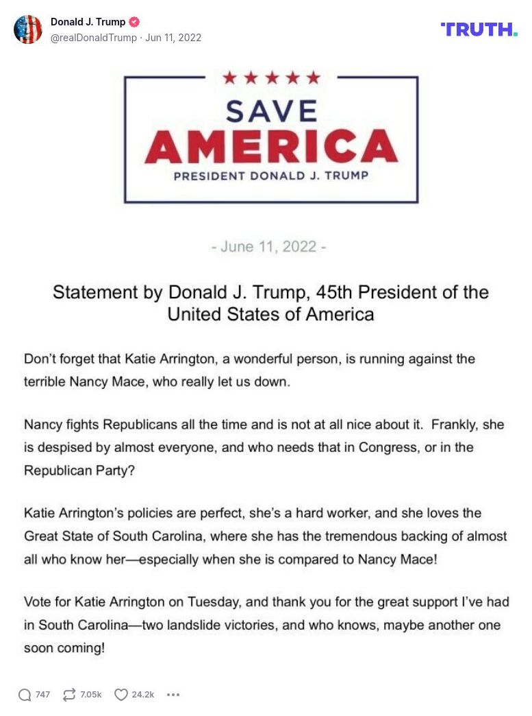 Post image from Donald Trump