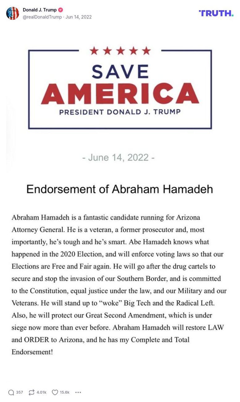 Post image from Donald Trump