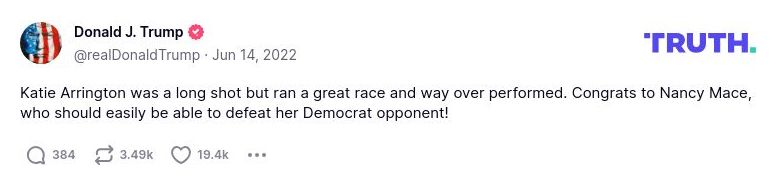 Post image from Donald Trump