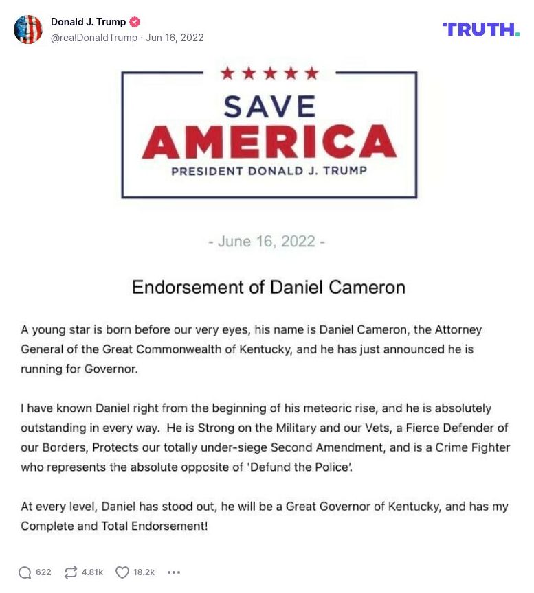 Post image from Donald Trump