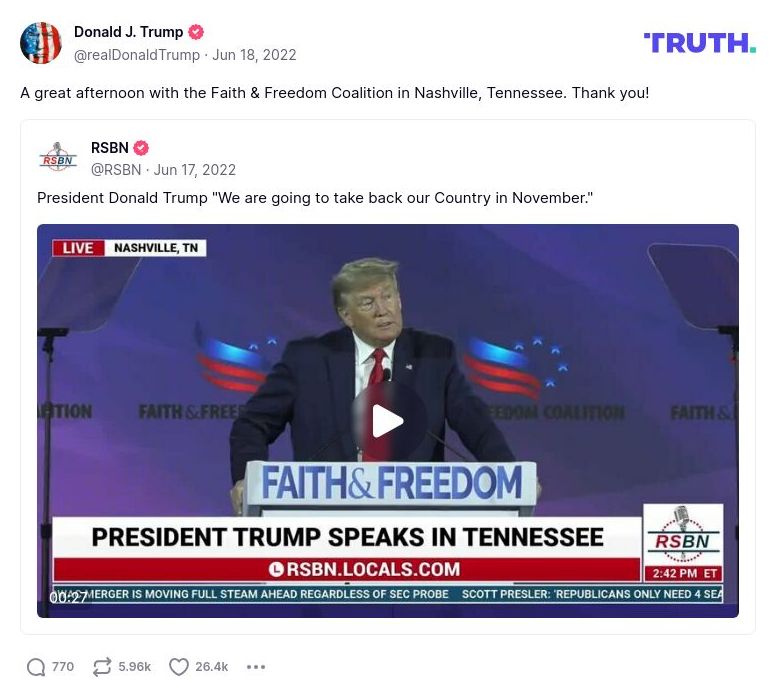 Post image from Donald Trump