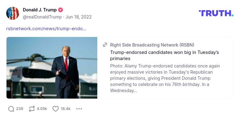 Post image from Donald Trump