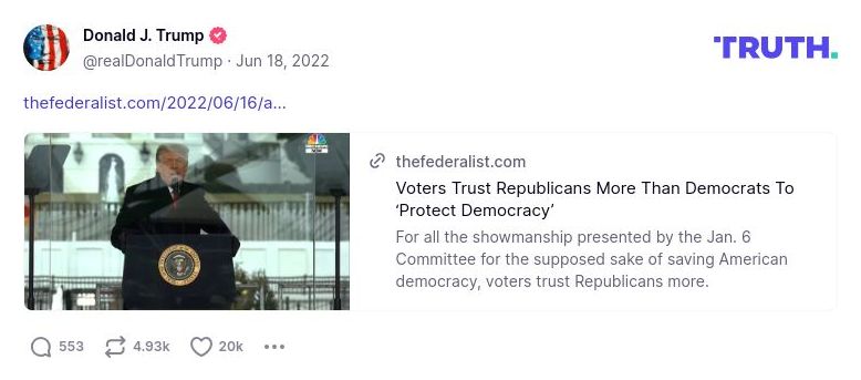 Post image from Donald Trump