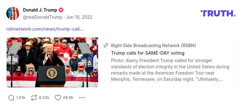 Post image from Donald Trump