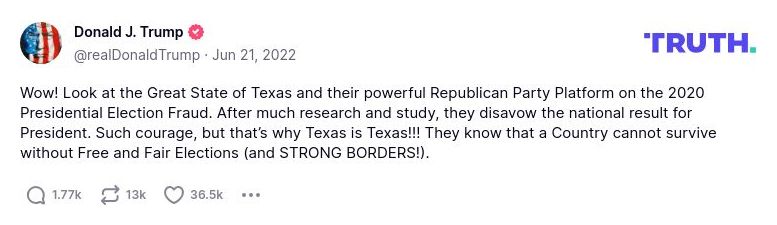 Post image from Donald Trump