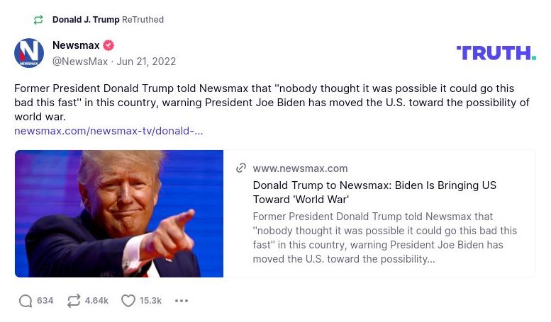 Post preview from Donald Trump