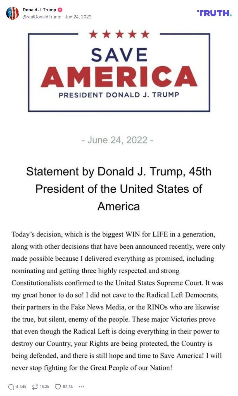 Post image from Donald Trump