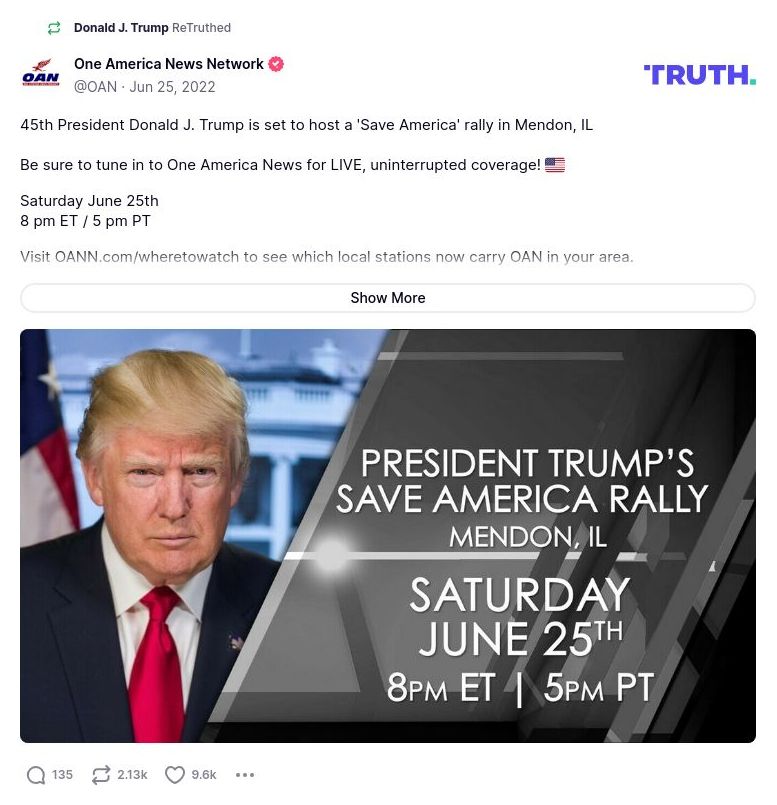 Post image from Donald Trump